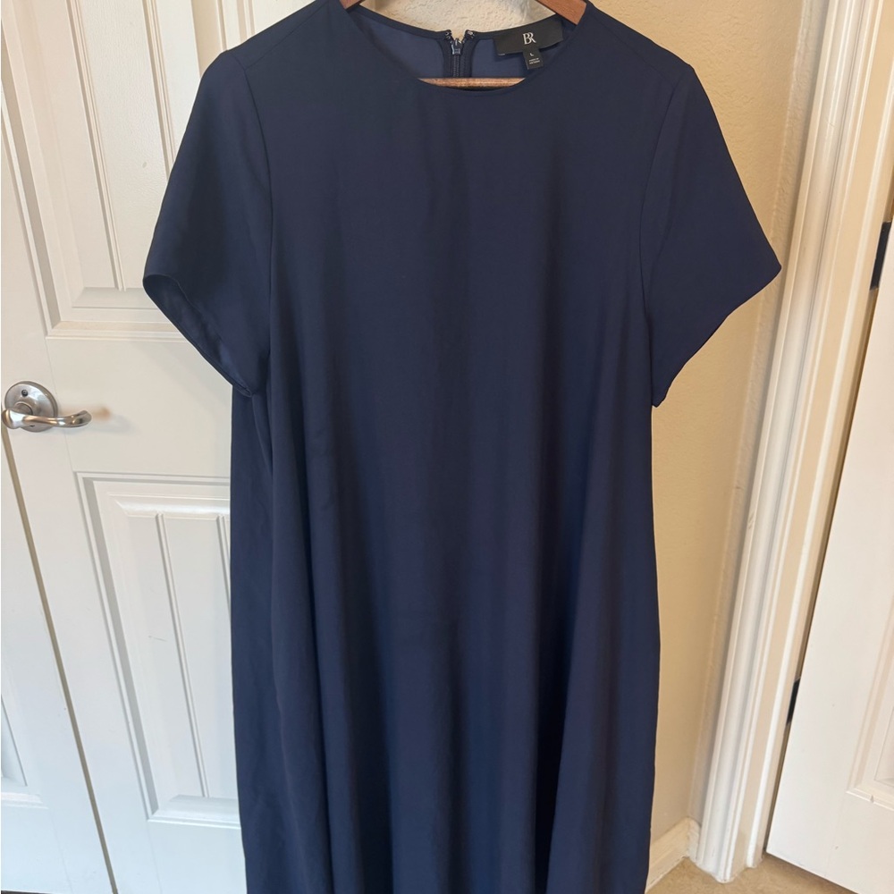 Banana Republic Navy Short-Sleeve Midi Shift Dress